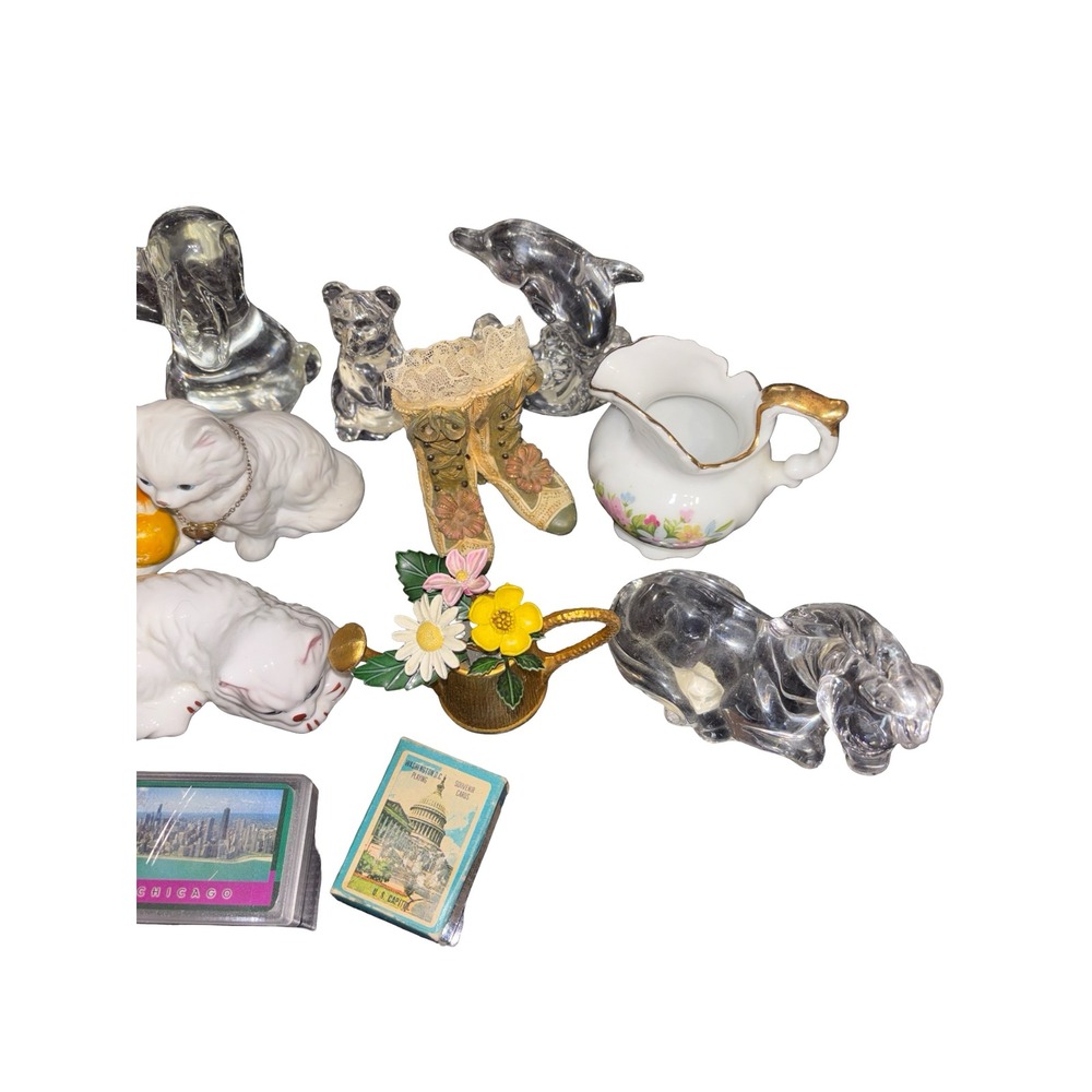 Vintage Modern Trinket Lot Ceramic Animals Glass Figurines Souvenir Cards 25pc - Picture 7 of 7